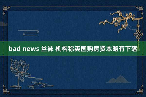 bad news 丝袜 机构称英国购房资本略有下落