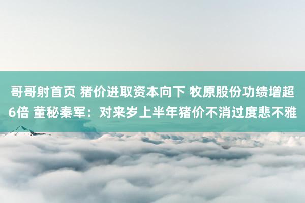 哥哥射首页 猪价进取资本向下 牧原股份功绩增超6倍 董秘秦军：对来岁上半年猪价不消过度悲不雅