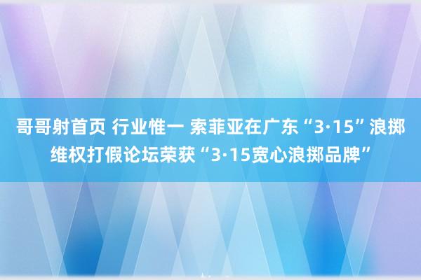 哥哥射首页 行业惟一 索菲亚在广东“3·15”浪掷维权打假论坛荣获“3·15宽心浪掷品牌”